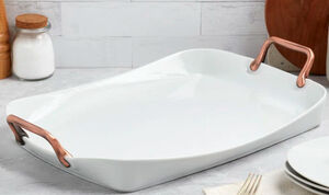 Denmark White Serveware Porcelain Tray 2" H x 19.5" W x 19" L